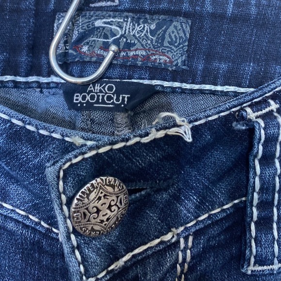 Silver Jeans Co Aiko Bootcut Jeans Dark Wash Thick Stitch W28 - Picture 4 of 7